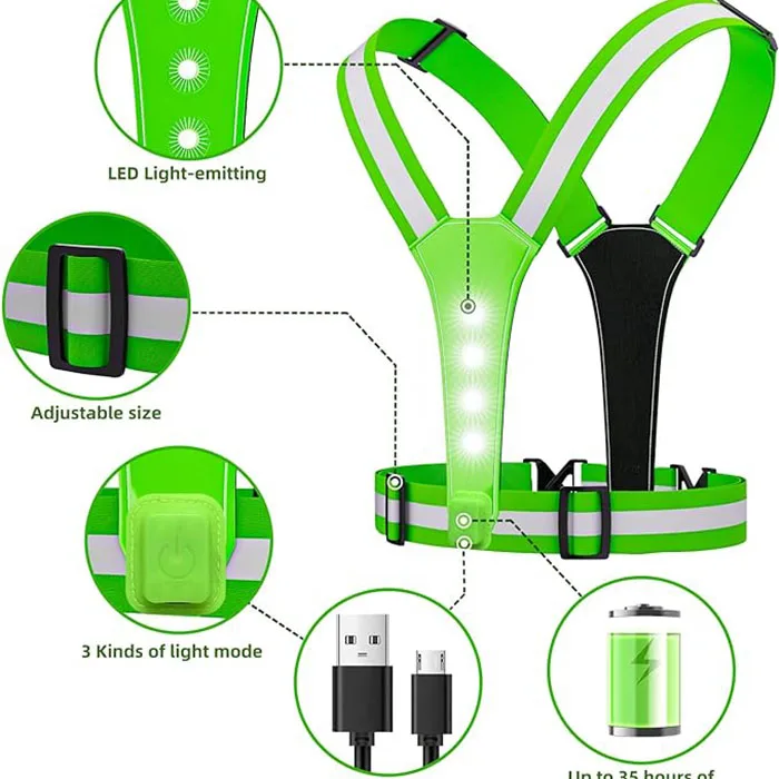 HCSP High Visibility safety vest  reflective running vest safety led reflective vest lights for runnerst Warning Light