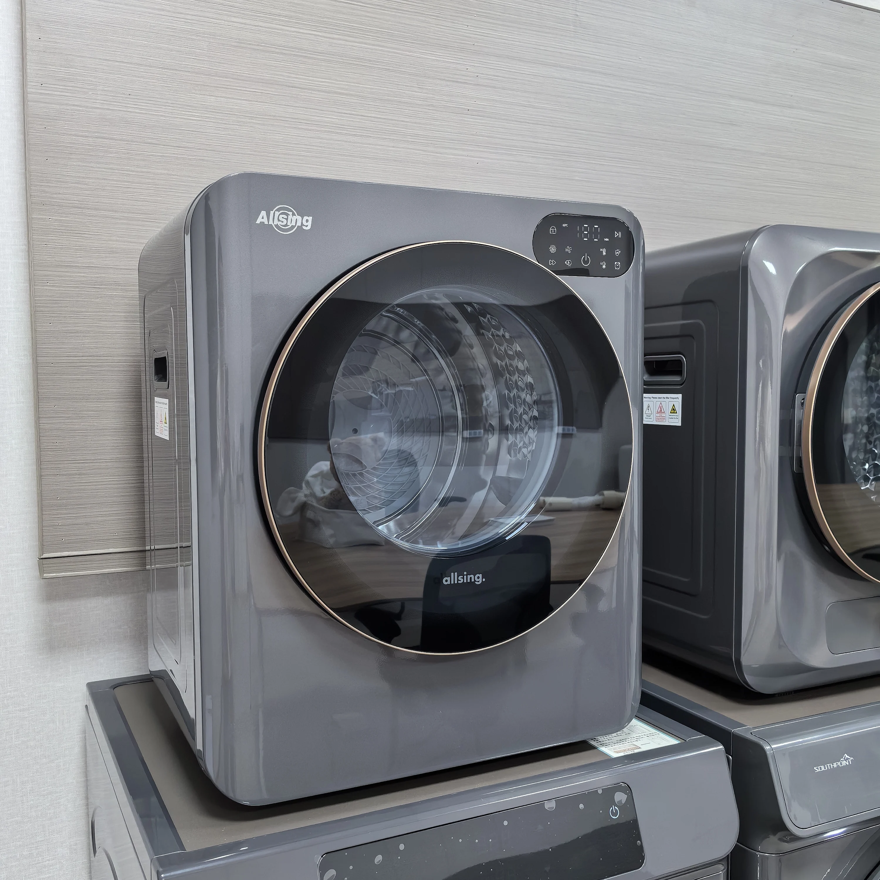 1.5 Cuft Automatic Tumble Dryer Machine Electric with Stainless Steel & Plastic Housing for Household Car RV Application