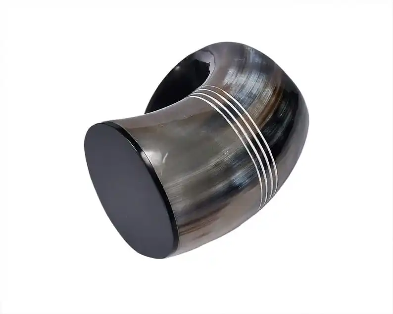 Antique customized good quality handcrafted natural drinking horn mug viking carving horn tankard curved mugs from India