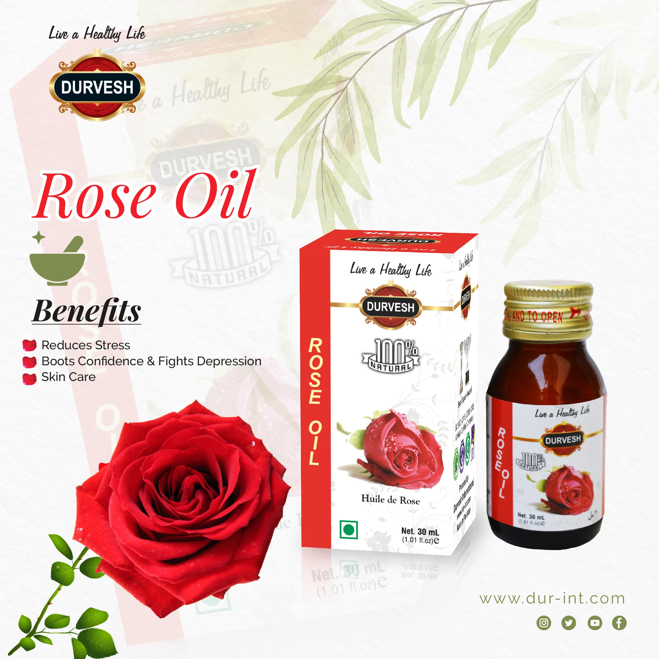 ROSE OIL Private LOGO Pure Oil Amber Glass & PET Bottle 3 Years Top Grade 30ML X 96PCS PER Carton 100 % Pure