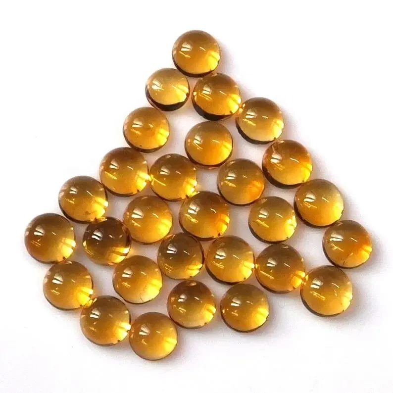 Best Quality Round Shape 6mm Loose Gemstone Cabochon Cut Natural Citrine Stone Wholesale Making Jewelry at Affordable Price