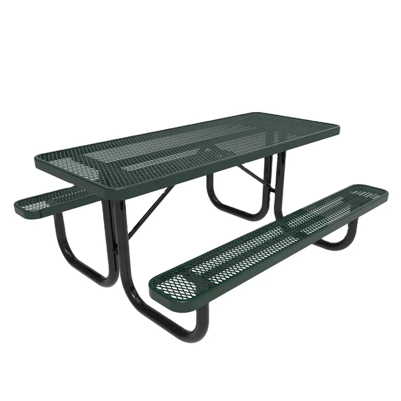 Outdoor Garden Patio Furniture Metal Dining Picnic Table Bench Thermoplastic Steel Restaurant Picnic Table And Chair Set