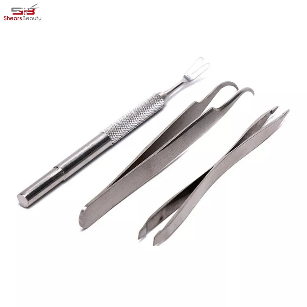 Latest Design in Stock High Quality Free Laser Engraved Logo Dog Tick Removal Tool Steel Double Head Fork Tweezers