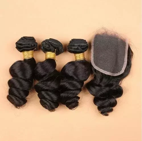 13*4 HD Lace Frontal Closure Cuticle Aligned Transparent Hair Bundles With Closure Set Brazilian Hair Bundles Loose Wave