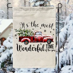 Beige Wonderful Time MERRY CHRISTMAS Trees Print Graphic Decoration Custom Christmas Garden Flag