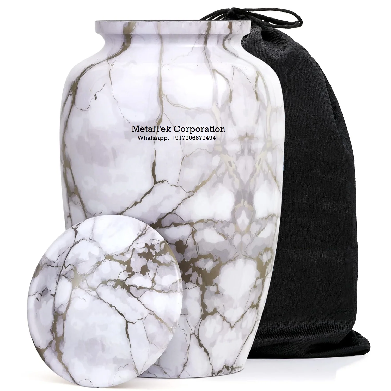 White Marble Finish Alloy Cremation Urn & Keepsake For Human Pet Cremated Ashes Funeral Supplies Memorial Burial Decorative Urns