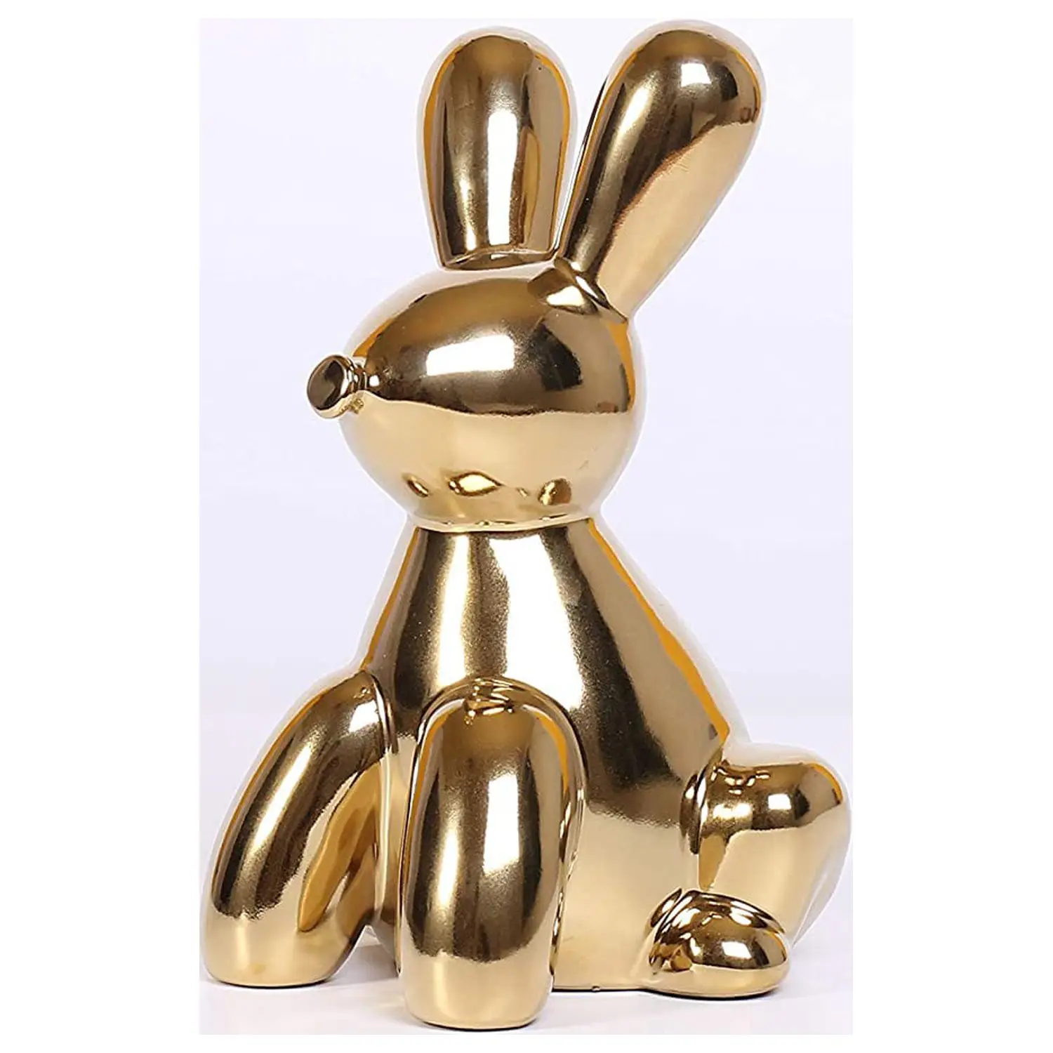Gold Home Decor Balloon Figurine Accent Small Ceramic Animal Statue Handmade Sculpture Ornament Rabbit