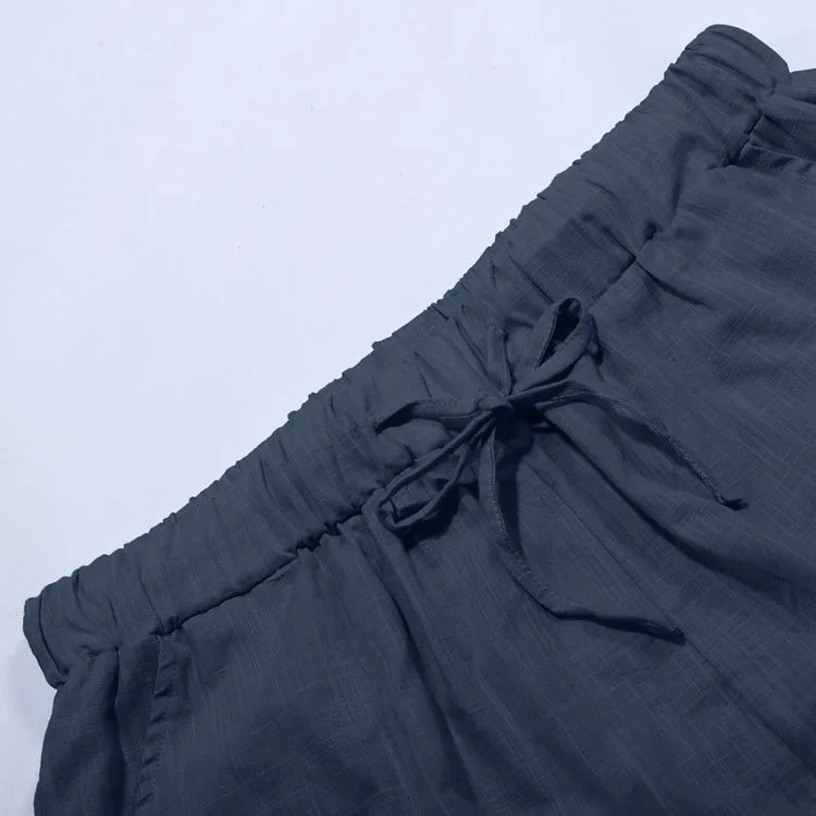 Cotton Linen Shirt Men Two Piece Summer Sets White Matching Beach Wear Summer Short Set Men Casual Beach Shirt and Short