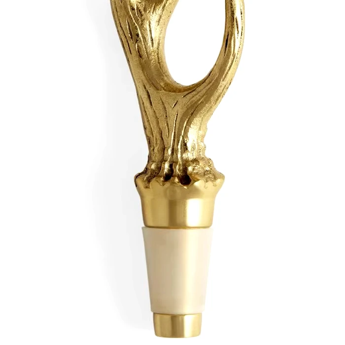 Brass Casted Deer Horn Bottle Stopper With Gold Finished For Your Home Hotel Bar.