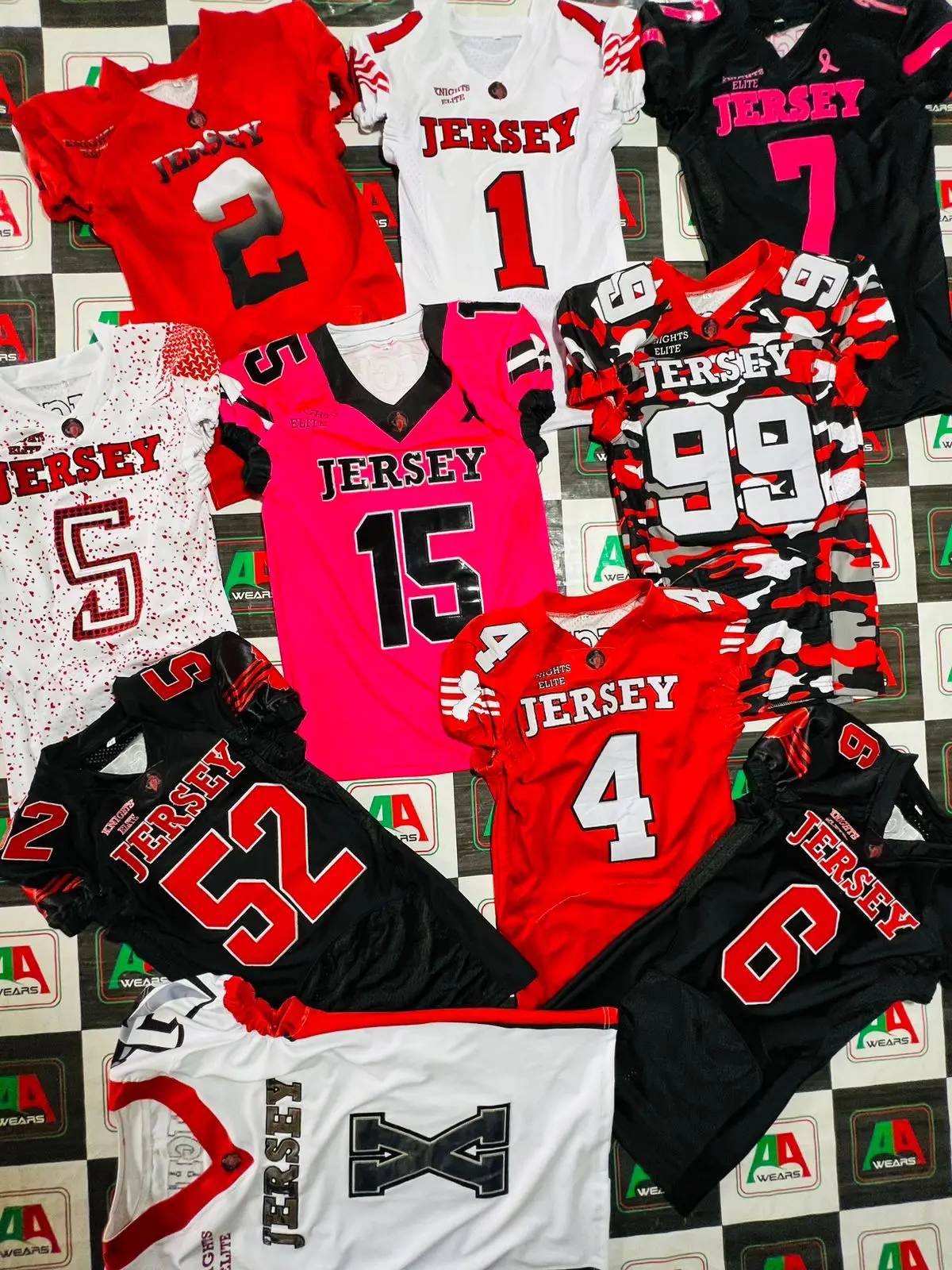 AA WEARS Pakistan American Football Uniforms Customize Sublimation  Breathable Jersey Helmet Visor Patch Socks  Shoulder pads