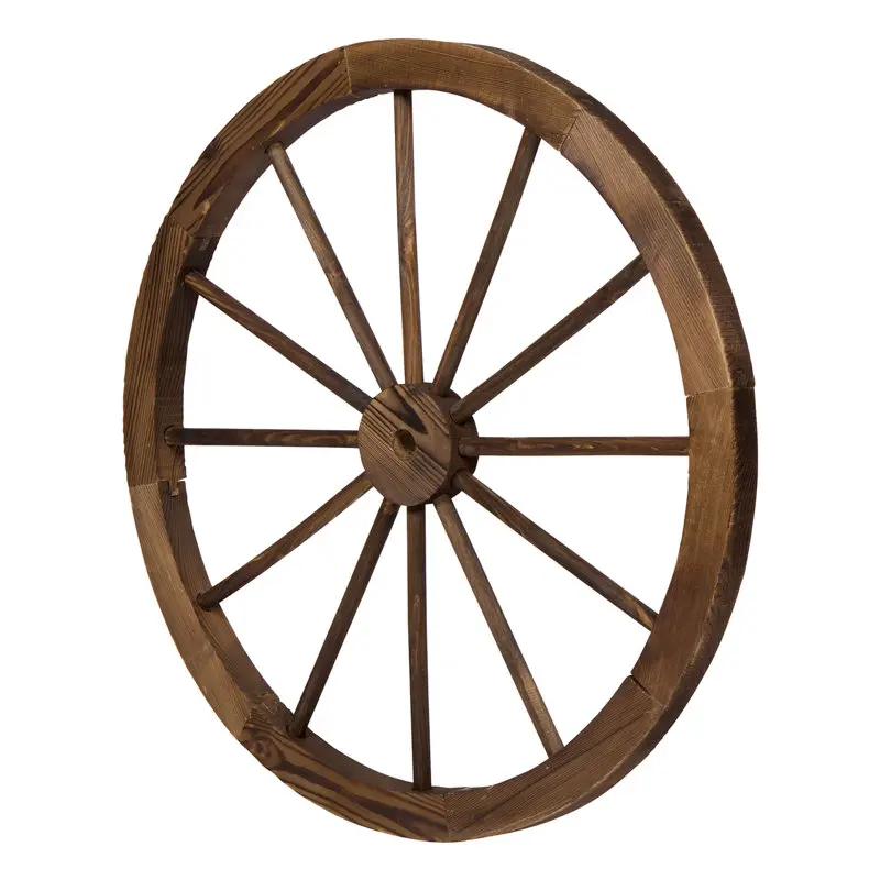 Rustic Firwood Wagon Wheel Handcrafted Decorative Antique Style for Garden and Home Drcor Authentic Vintage Look
