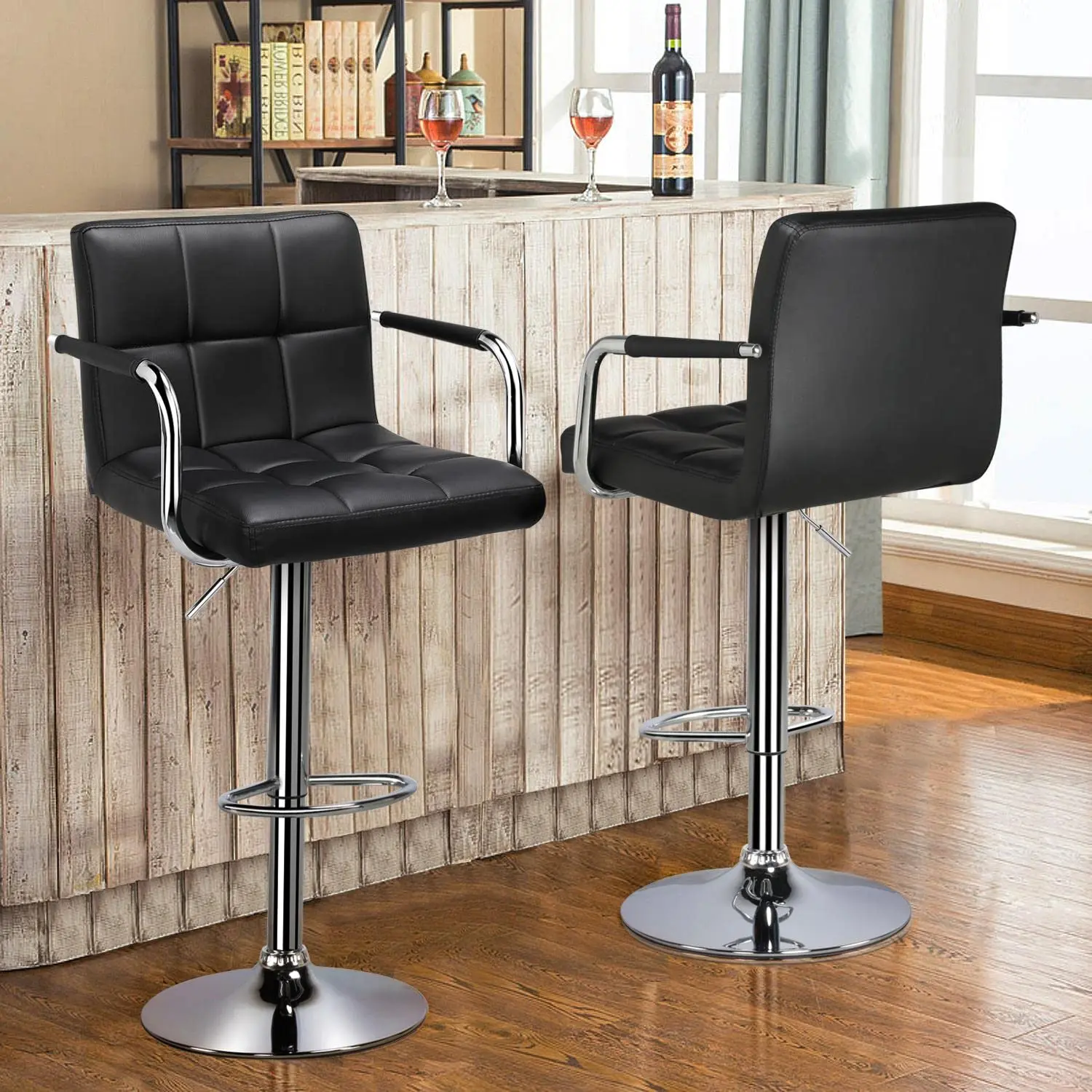 Adjustable Gas Lift Counter Stools Bar Chairs Synthetic Leather Modern Design 360 Degree Swivel Bar stools for Kitchen