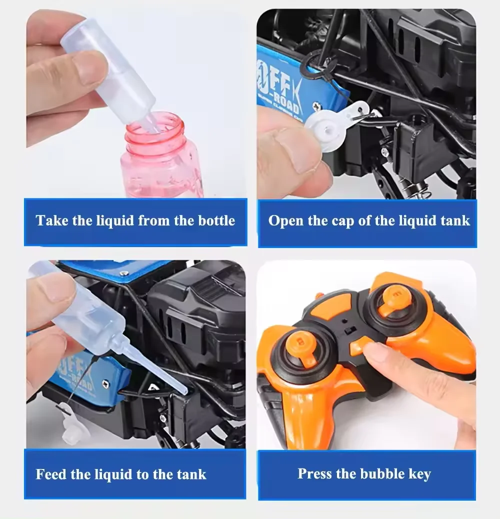 2.4Ghz Bubble Spray Rc Car 360 Degree Rotation Bubble Remote Control Car Toys Gifts With Lights Kids Summer Outdoor Bubble Toys