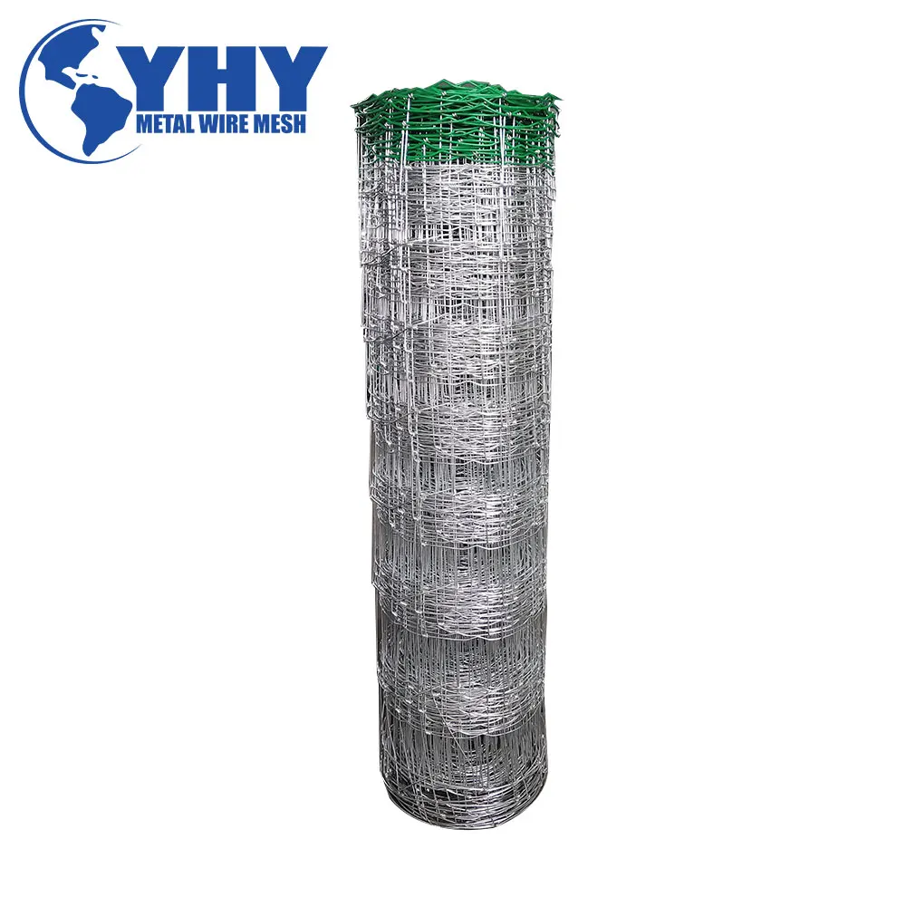 Agricultural hinged joint veldspan field fence post spacing with PVC edge wire