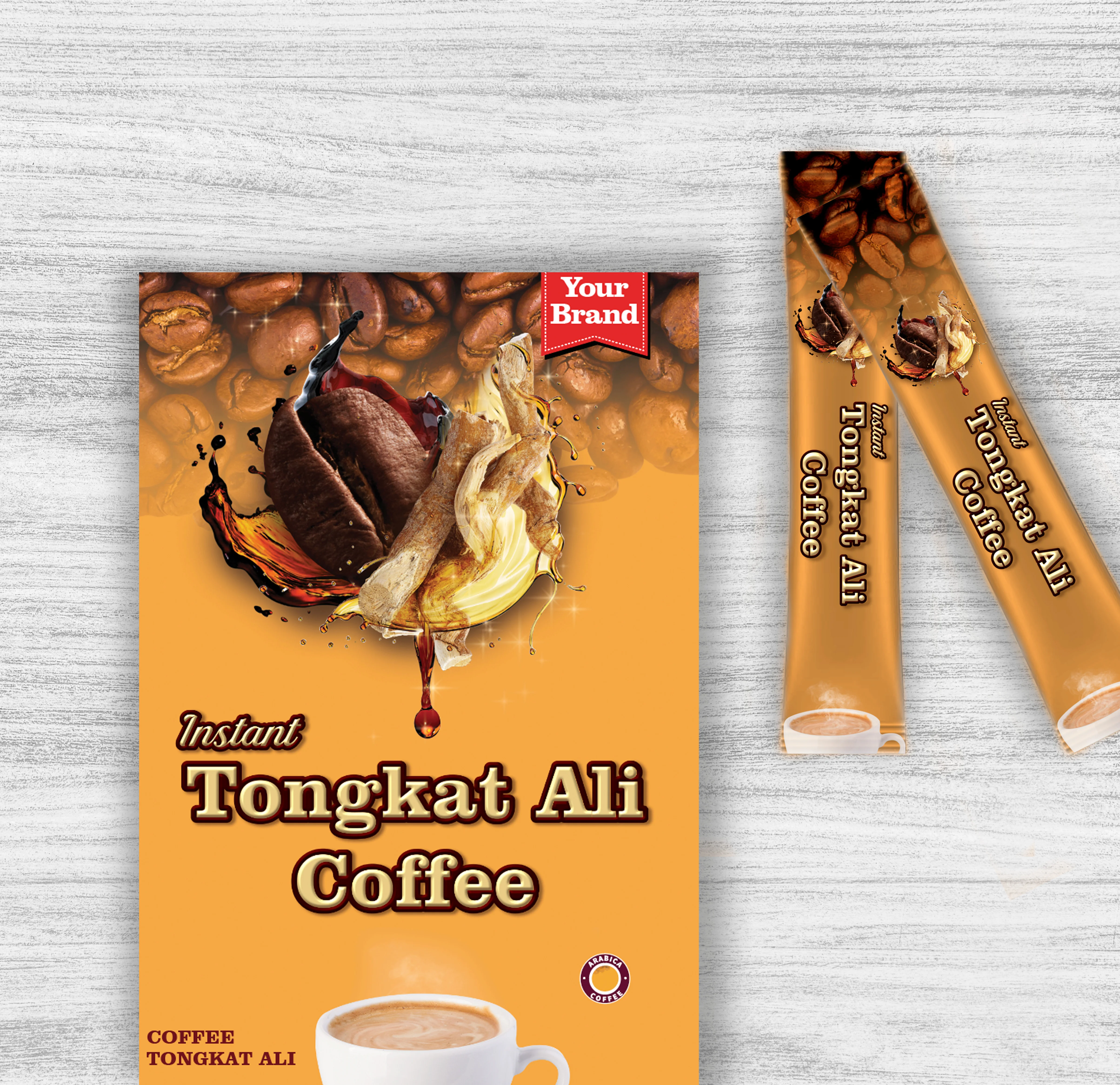 Hottest Selling YUMMO Blended Instant Coffee Arabica Beans Tongkat Cafe Boosts Stamina Cream Sugar Flavored Box Bag Packaging