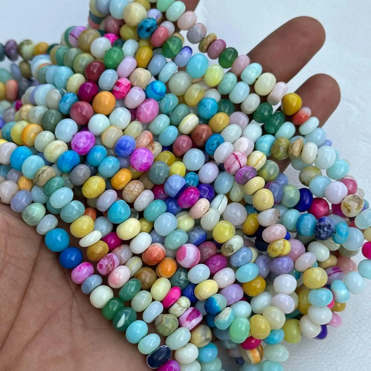 Awesome Multi Color Disco Candy Opal Smooth Rondelle Beads Strand Buy Direct Now From Gemstone Manufacturer for Jewelry Making