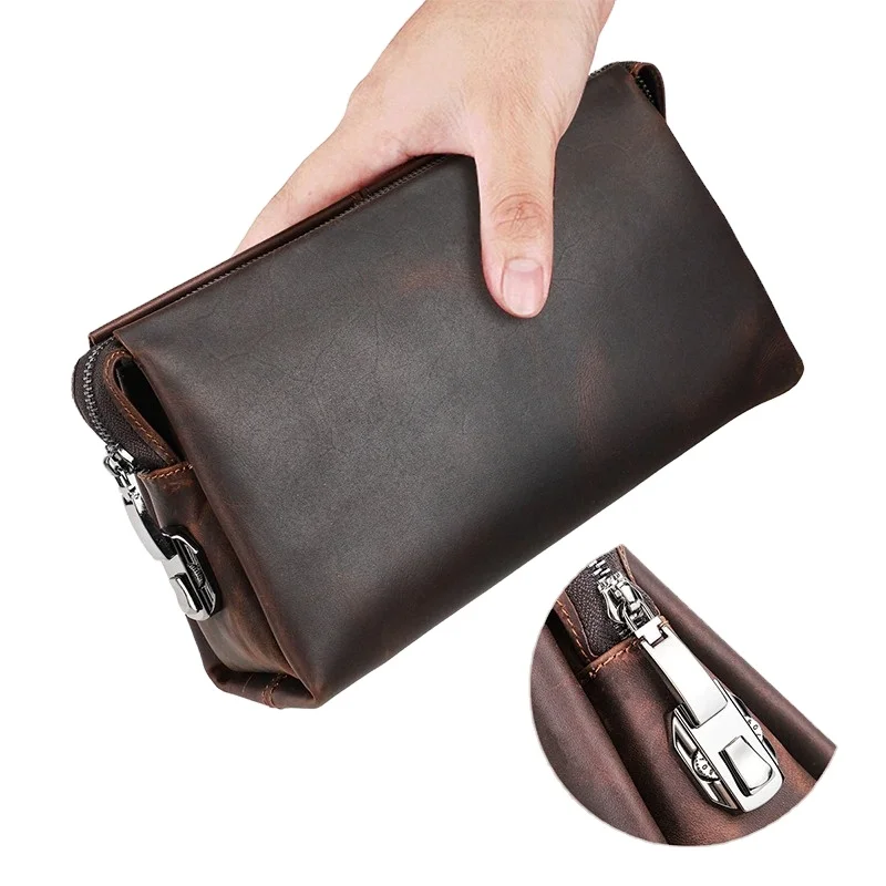 Men Clutch Bag Large Capacity Coded Lock Design Genuine Leather Men clutches Cell Phone Pocket Business Long Purse Male