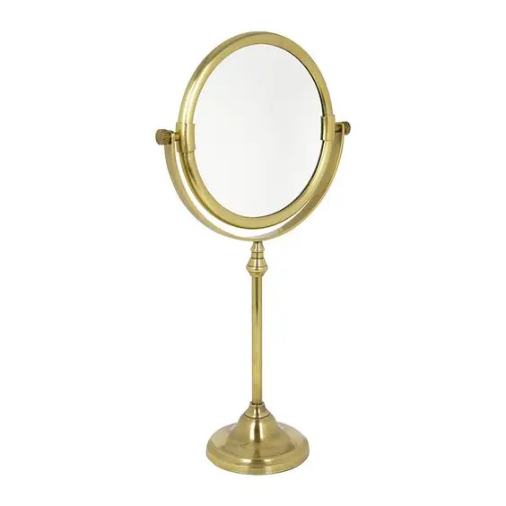 old Plated Border Frame Handmade Makeup Illuminant Mirror Revolving Stand Makeup Tabletop Cosmetic Mirror Home Room Accessories