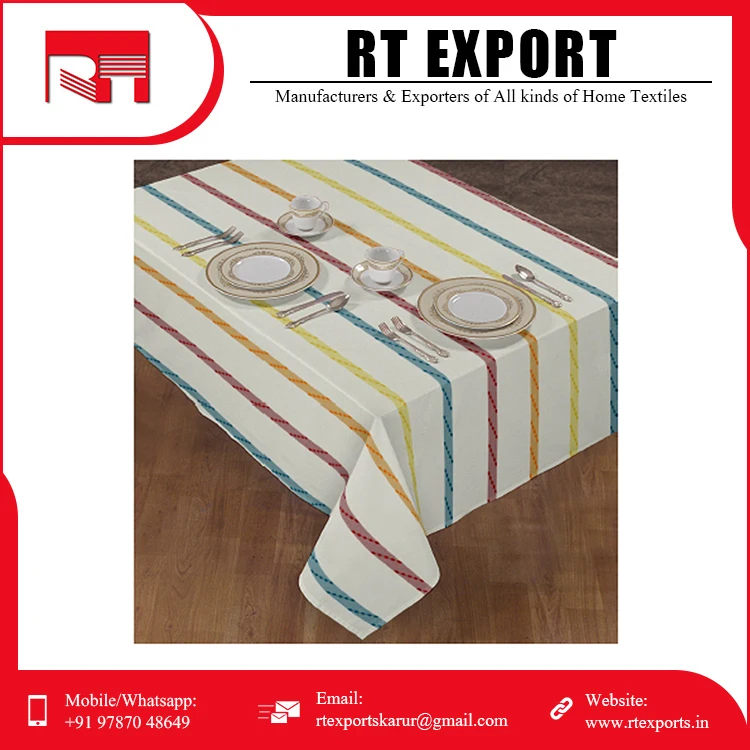 100% Pure Cotton Hotel Dining Tablecloths Beautiful Embroidered Wedding Decorative Table Cloths for Sale