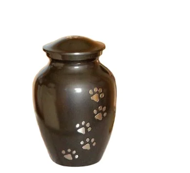 Pet Decorative Aluminum Cremation Urns Round Shaped Memorial Jars With Glossy Powder Coat For Funeral Adult Metal Box For Ashes