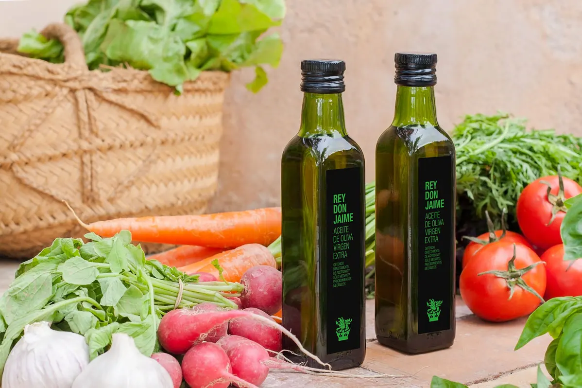 prime spanish cold pressed extra virgin olive oil in marasca bottle for cooking and dressing
