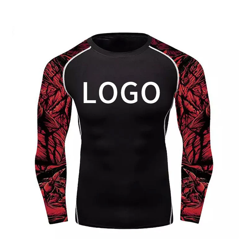 Rash Guard Tops Rashguard Custom Compression Shirts For Men Compression Long Sleeve Compression Rash Guard For Mens Wholesale
