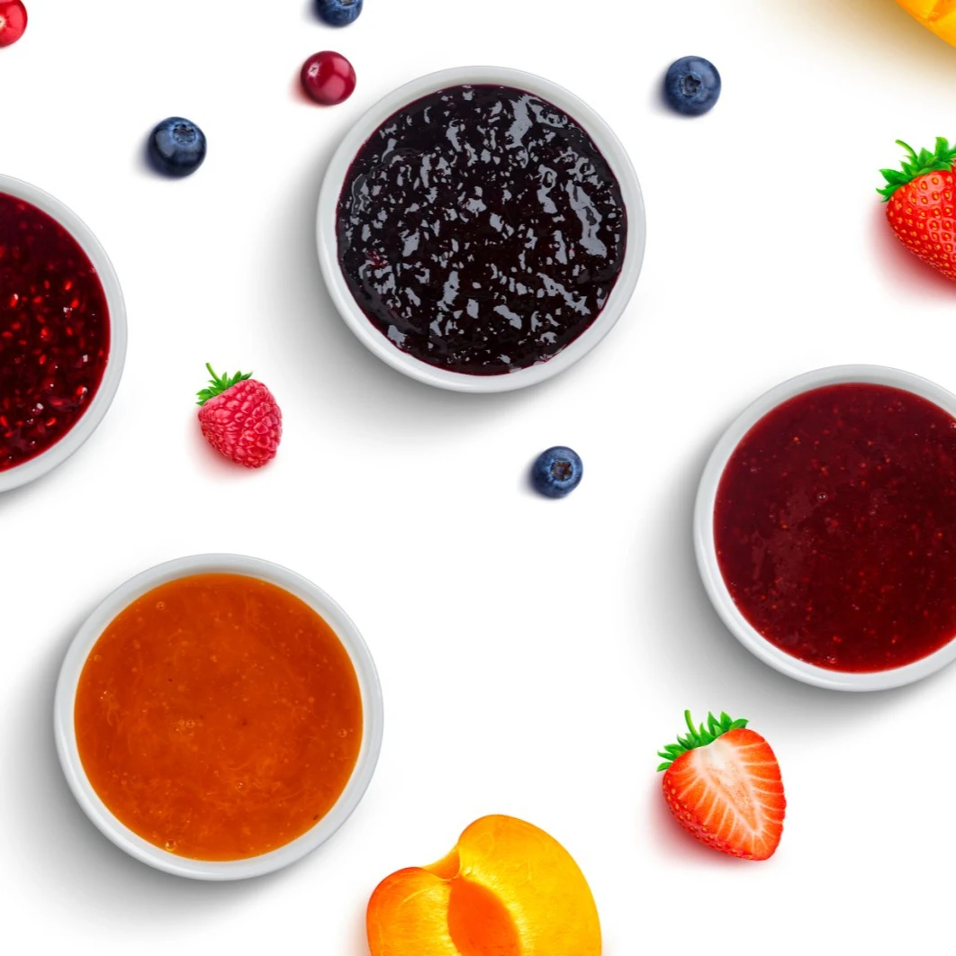 From %10 Fruit to %65 Fruit Strawberry Jam Raspberry Quince Blackberry Jam Orange Peach Sour Chery Rosehip Cranberry Apricot Jam