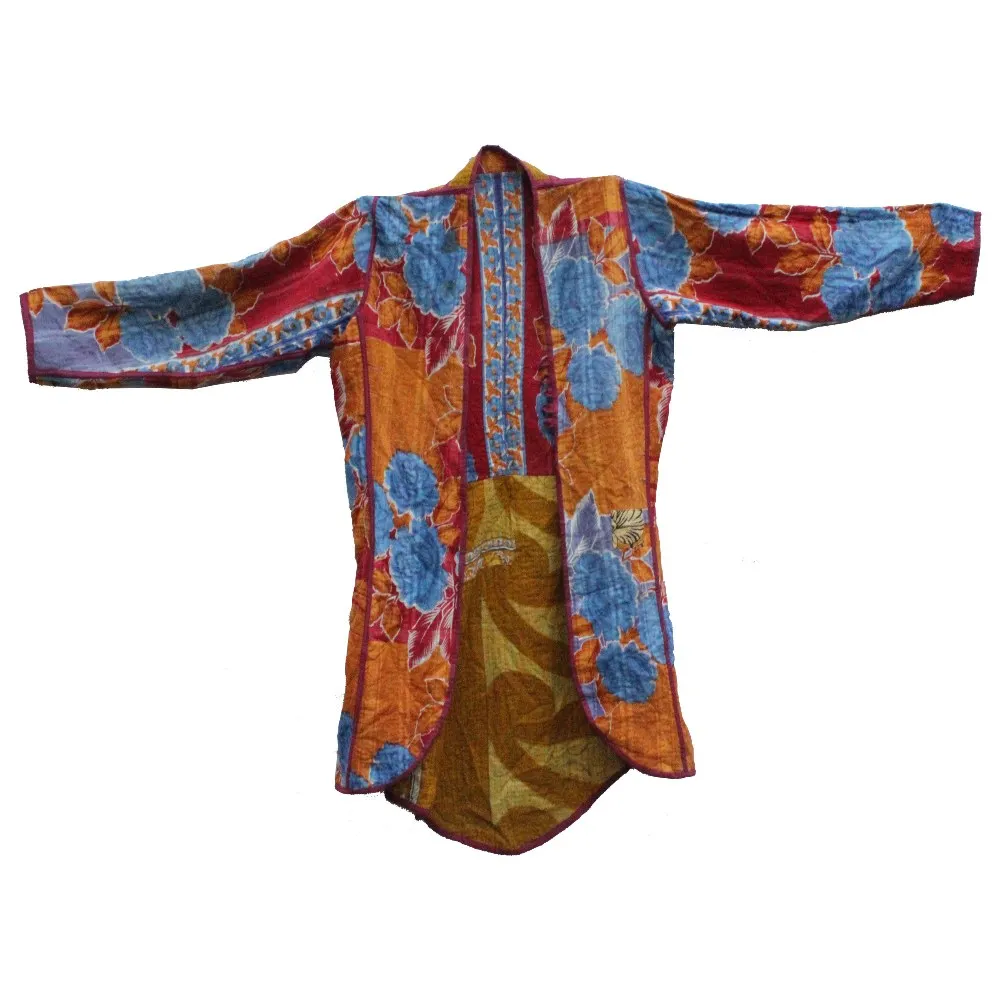 Old Vintage Kantha Jacket Reversible Gudri Rally Coat Sherwani Handmade Quilted Reversible Kantha Indian Cotton Assorted Jacket