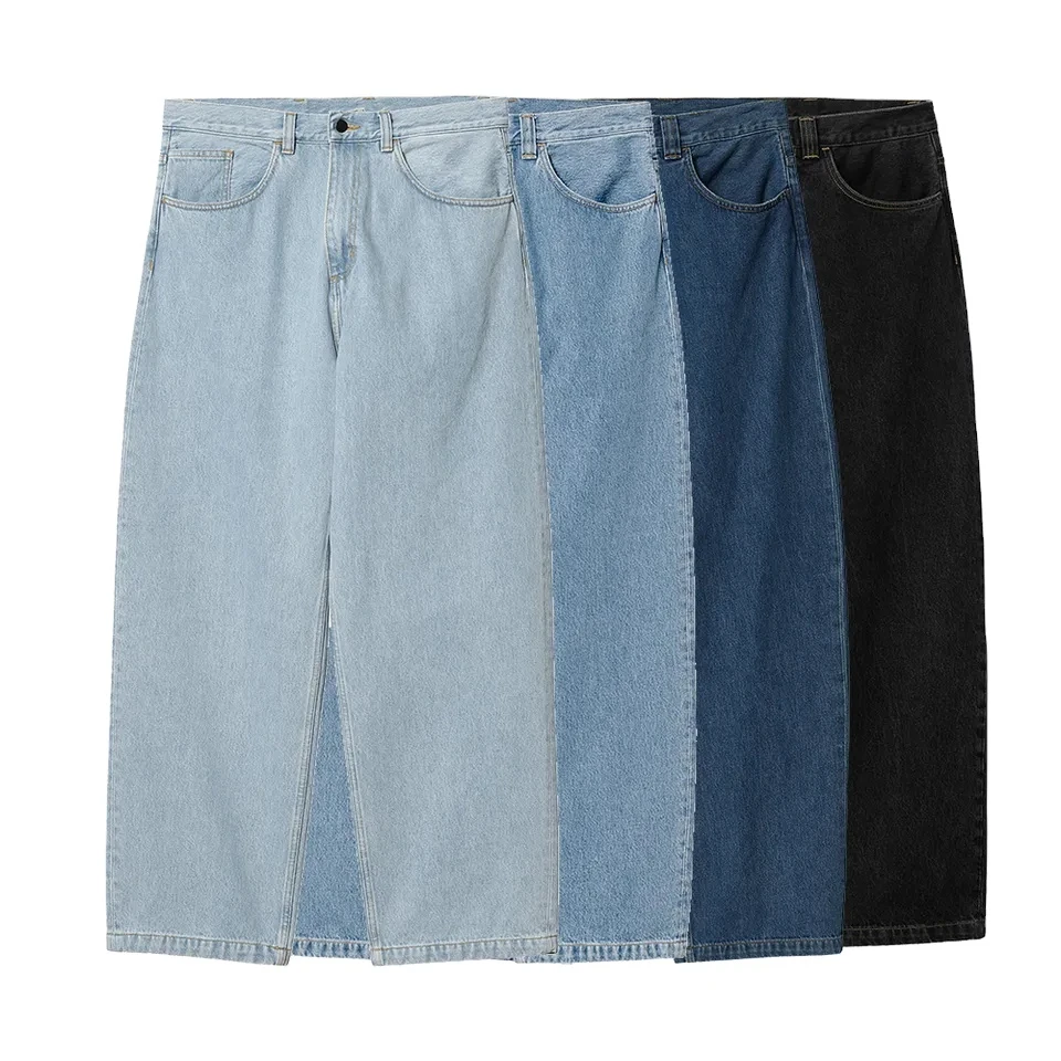 Baggy loose Men Jeans pant High Quality Designer Casual Pants Cotton made casual Jean pants light blue dye Men Denim Jeans Men