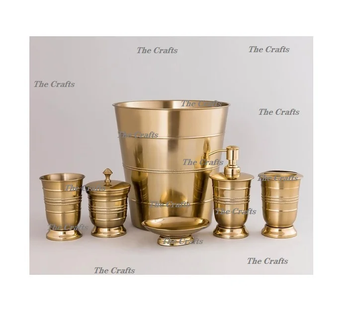 Fabulous Design Metal Gold Color Bathroom Set Of 7 Different Shape For Home And Hotel Bathroom Accessories