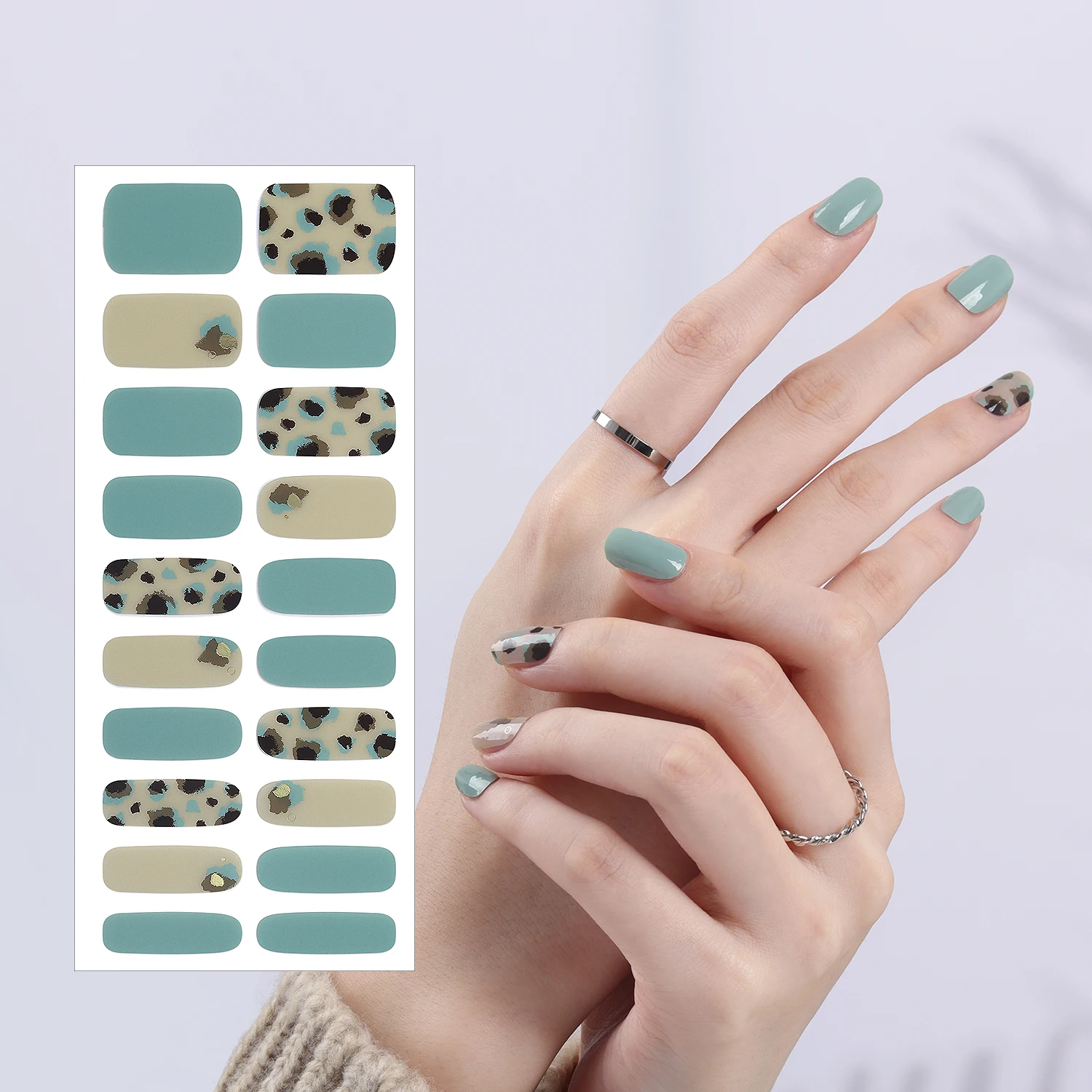 ShineB Gel Nail Strips #45902 Soul Mint Best selling Nail wraps and easy leopard nail stickers Salon High Quality made in korea