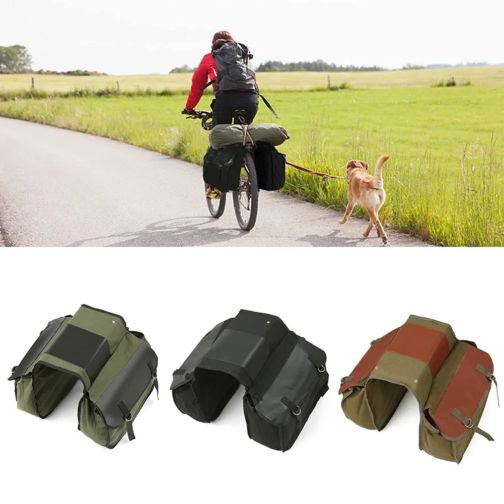 2022 new waterproof canvas bicycle saddle bags for all bikes,Large capacity bike bags for bicycles rear rack for hiking camping