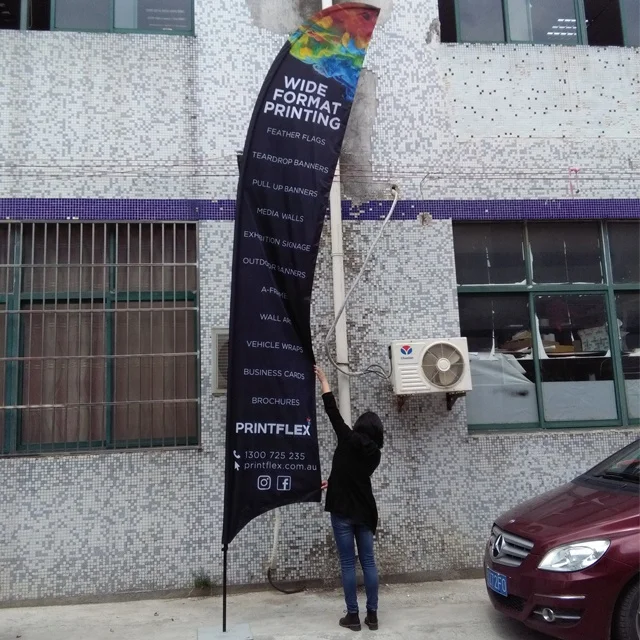 Straight feather flag banners pole custom advertising base sale sign kit stand beach flag