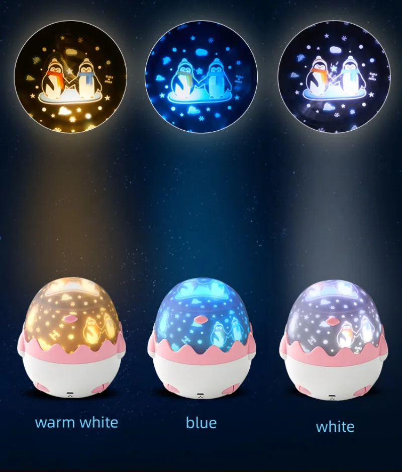 Bedroom 13 Lighting Effects Penguin Rotating Lamp Timer Led Multi Color Music Box Dimmable Light Bar With Remote Control