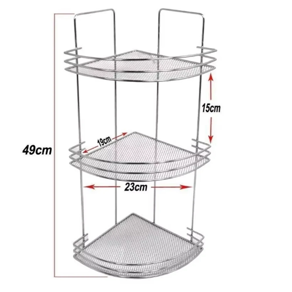 Wall Mounted 2 & 3 Tier Corner Bathroom Shower Caddy Organizer with 2 Hooks Adhesive Shower Storage Shelf