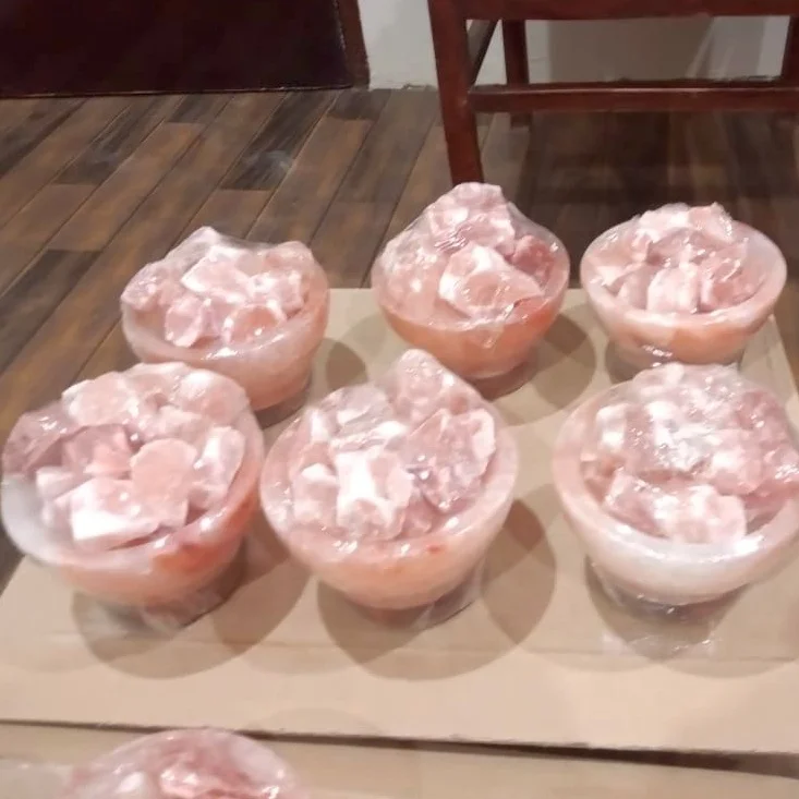 Butiful Salt Crystal Round Fire Bowl With Salt Crystal Chunks Available at Wholesale Price