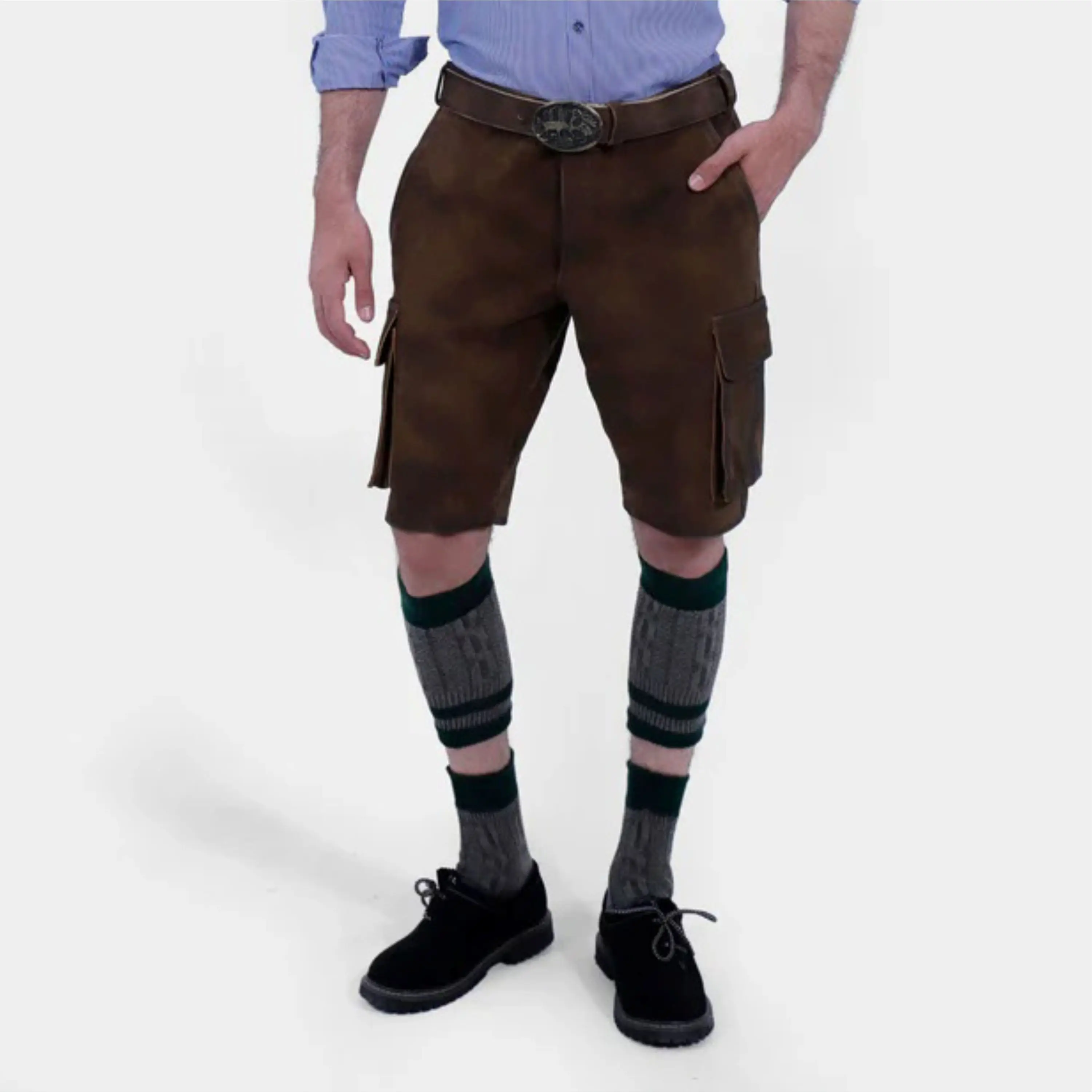 Custom Leather Bavarian Shorts Authentic Lederhosen with Embroidery and Adjustable Suspenders for Oktoberfest and Festivals
