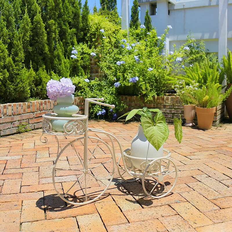 Home Garden Decorative Wholesale Flower Stand Bicycle Metal Plant Pot Holder