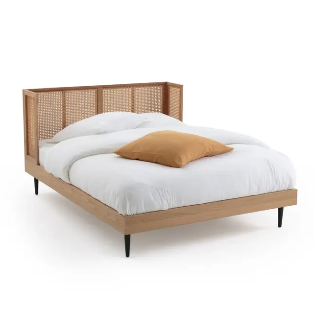 Hot Sale New Arrival 100% Indonesia Original Luxurious Classic Modern Wood Combined With The Rattan Cane Wicker Bed