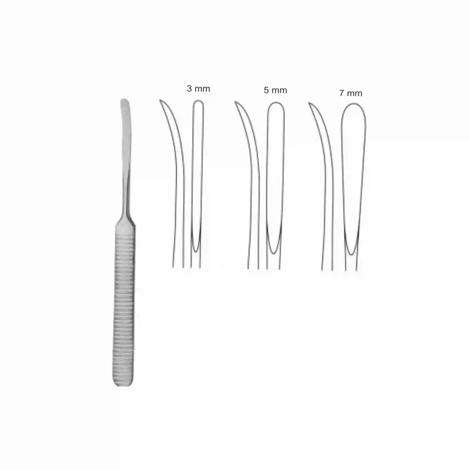 Williger Raspatory 16 cm Plastic 3mm / 5mm / 7mm  Sharp Surgery Basis of Surgical Instruments