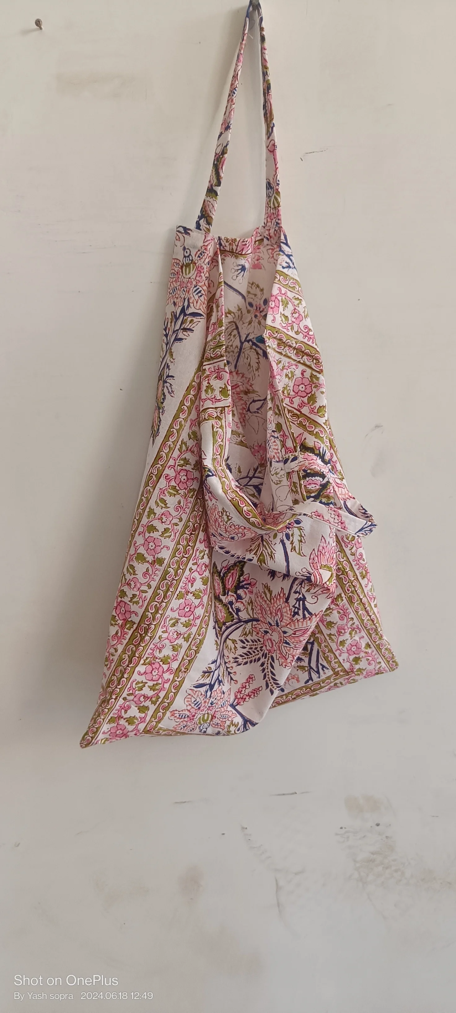 Hand Block Printed Cotton Beach Bag Quilted Large Gypsy Tote Purse Bohemian Carry shoulder bag