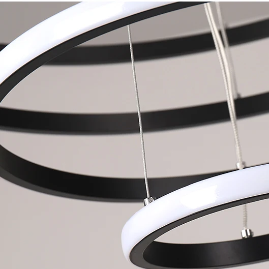 lustre Led Adjustable 3 4 5 Circle Crystal Modern Ceiling Lighting Fixture 3 Color Dimmable Pendant Chandelier for Dining Room