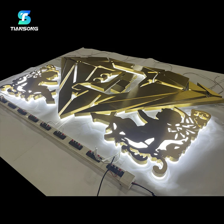 Пользовательский 3D металлический знак с подсветкой бизнес логотип для магазина передний