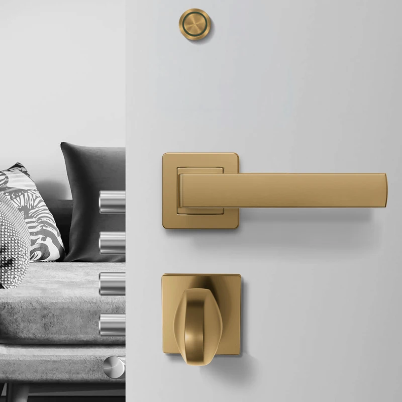 Door Hardware Inner House Door Handle Lock Hotel Interior Silver Lever Handle Metal Entrance Door Handle