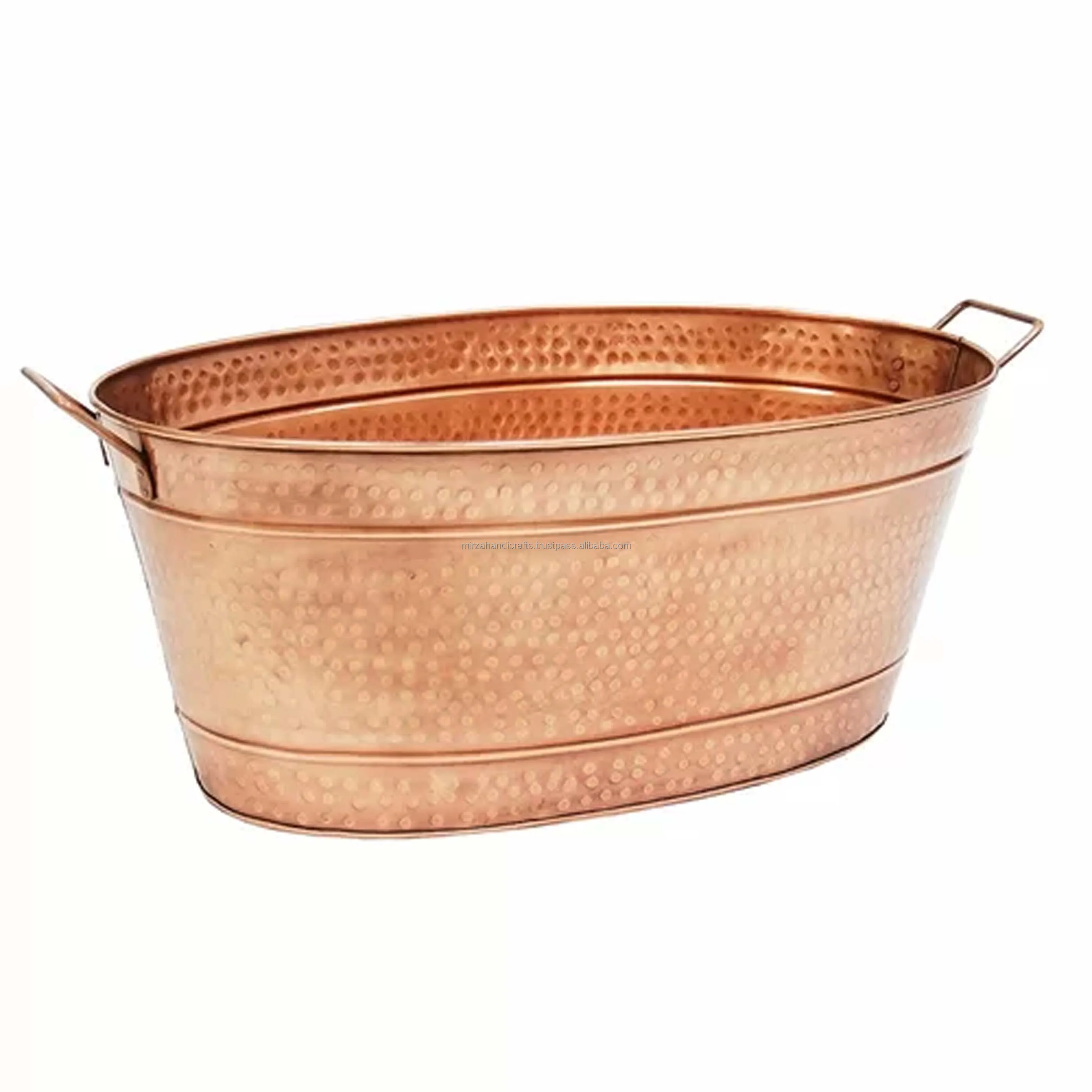 Factory Price Large Copper Finished Beverage Tub Hammered Ice Tub Wholesale Price for Home Bar Chilling Beer and Wine