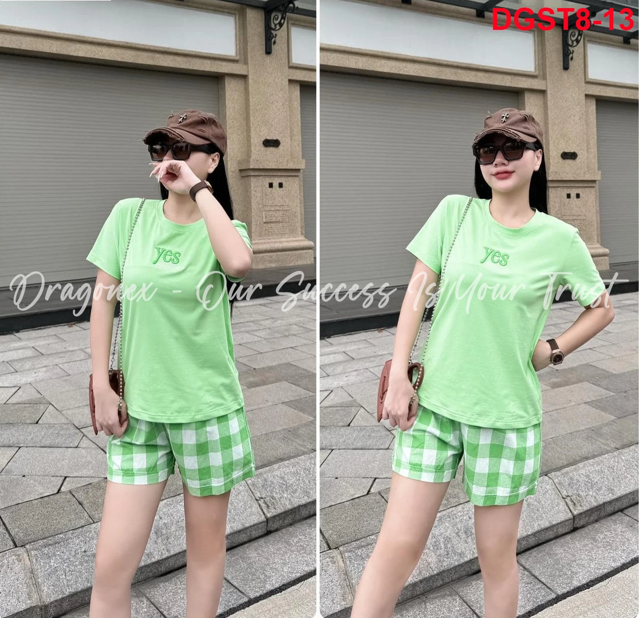 Set Of Clothes With 2 Types Of Pants To Choose From Short-sleeved T-shirt With The Word YES Printed In Smooth ST83 Cotton Fabric