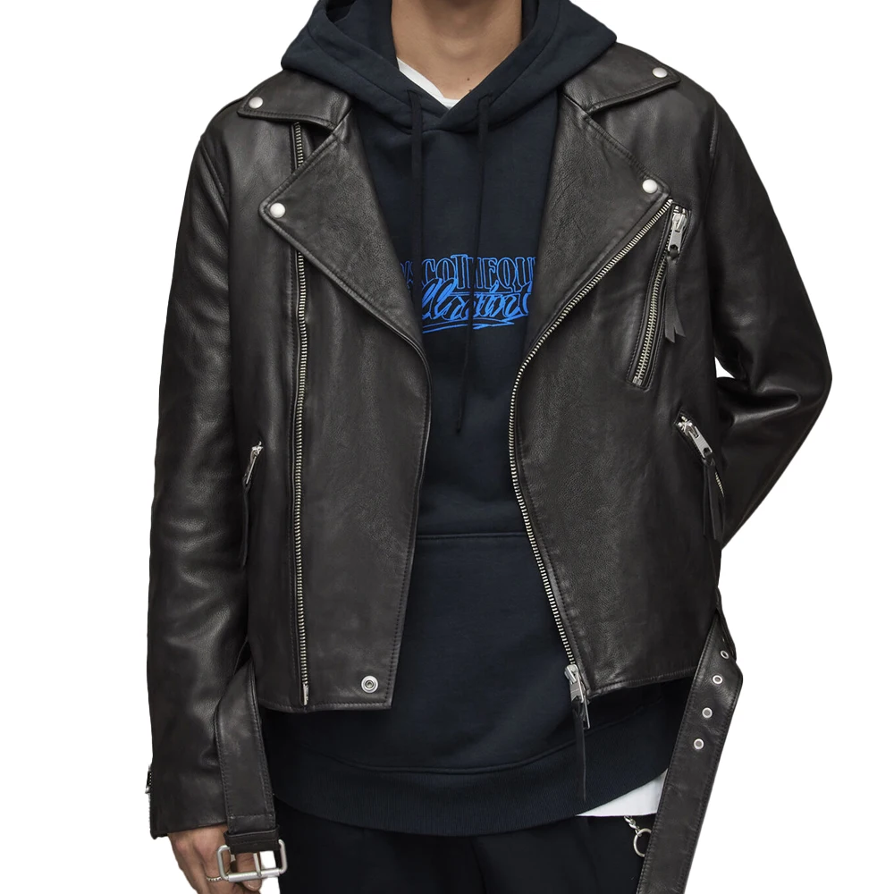 New Trend Fashion Motorcycle Jacket Turn-Down Collar Real  Genuine Leather Jacket man/100% Real Leather sleeve jacket