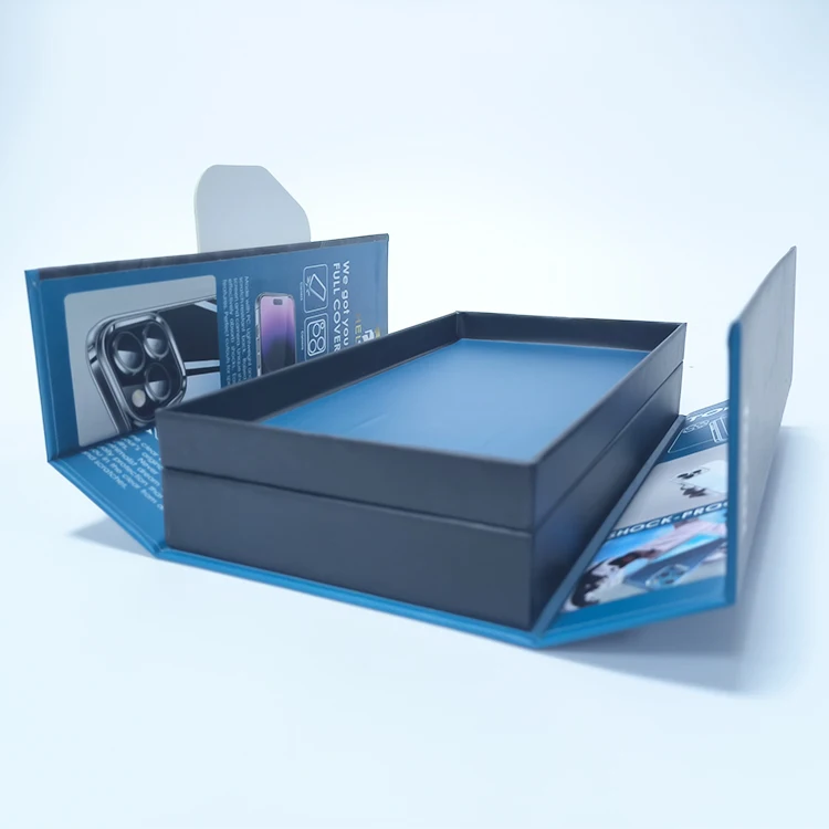 Mobile accessories phone box cardboard hardcover 3C electric 2 layers paperboard magnetic phone case boxes