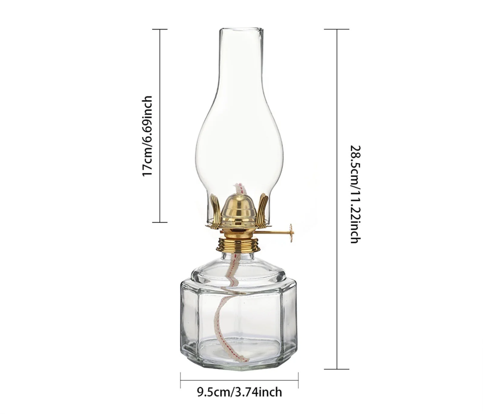 Vintage Glass Clear Kerosene Lamp Indoor Decorative Lamp Oil Lantern