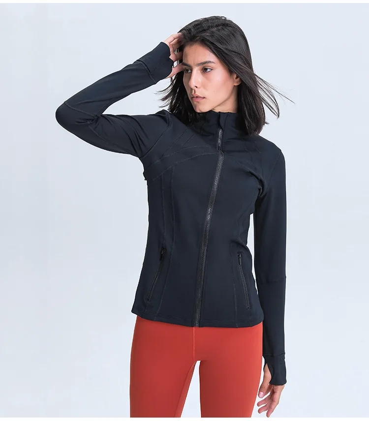 Wholesale Women Sportswear High Quality Spandex Jacket Custom Sports Gym Yoga Wear Workout Women Zip Fitness Jacket